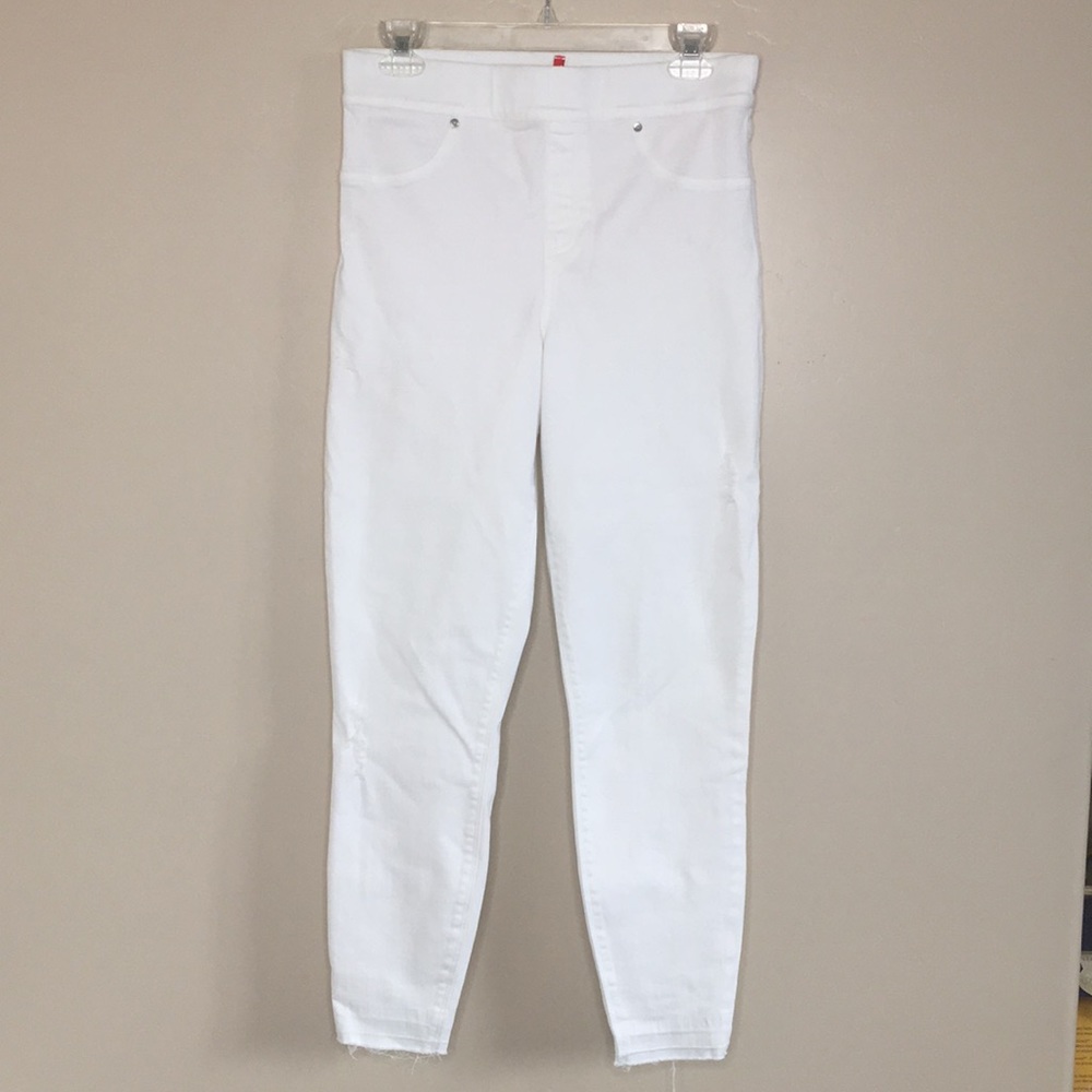 Spanx White Distressed Skinny Jean Tummy Control